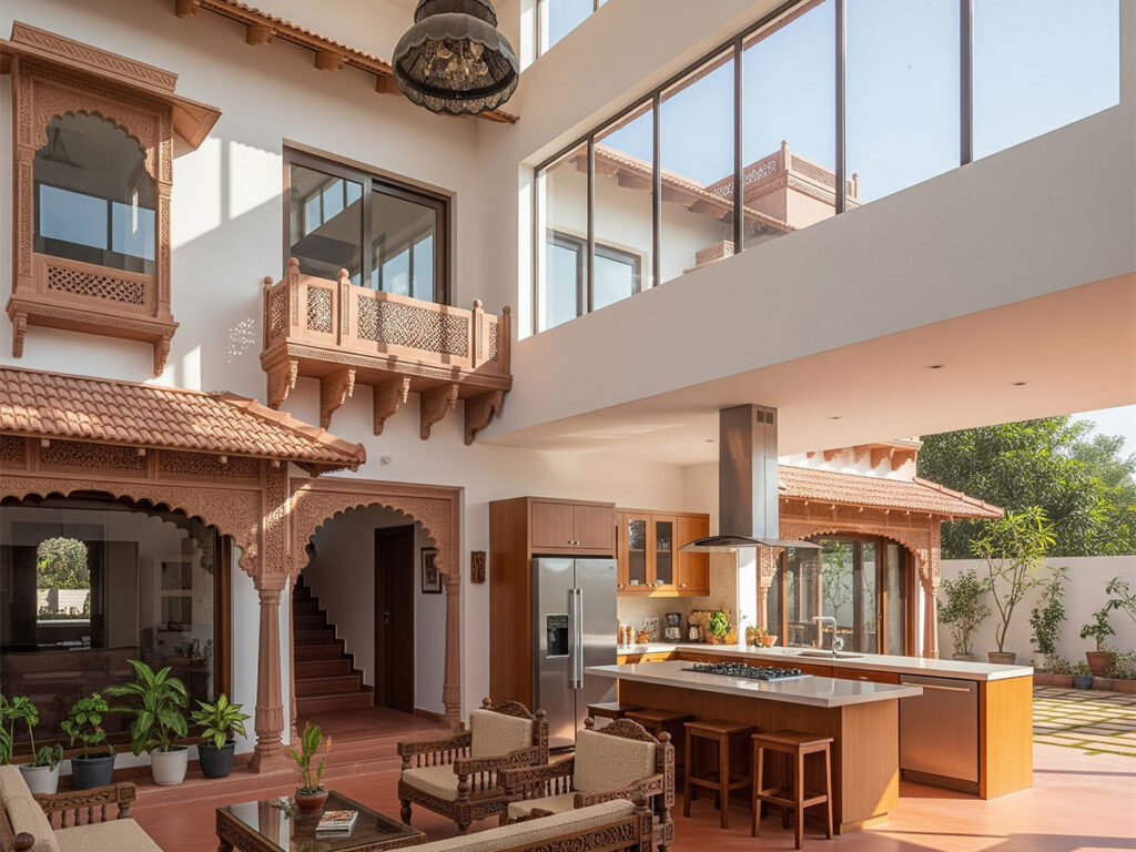 Fusion of traditional and modern architecture by architect in Raipur
